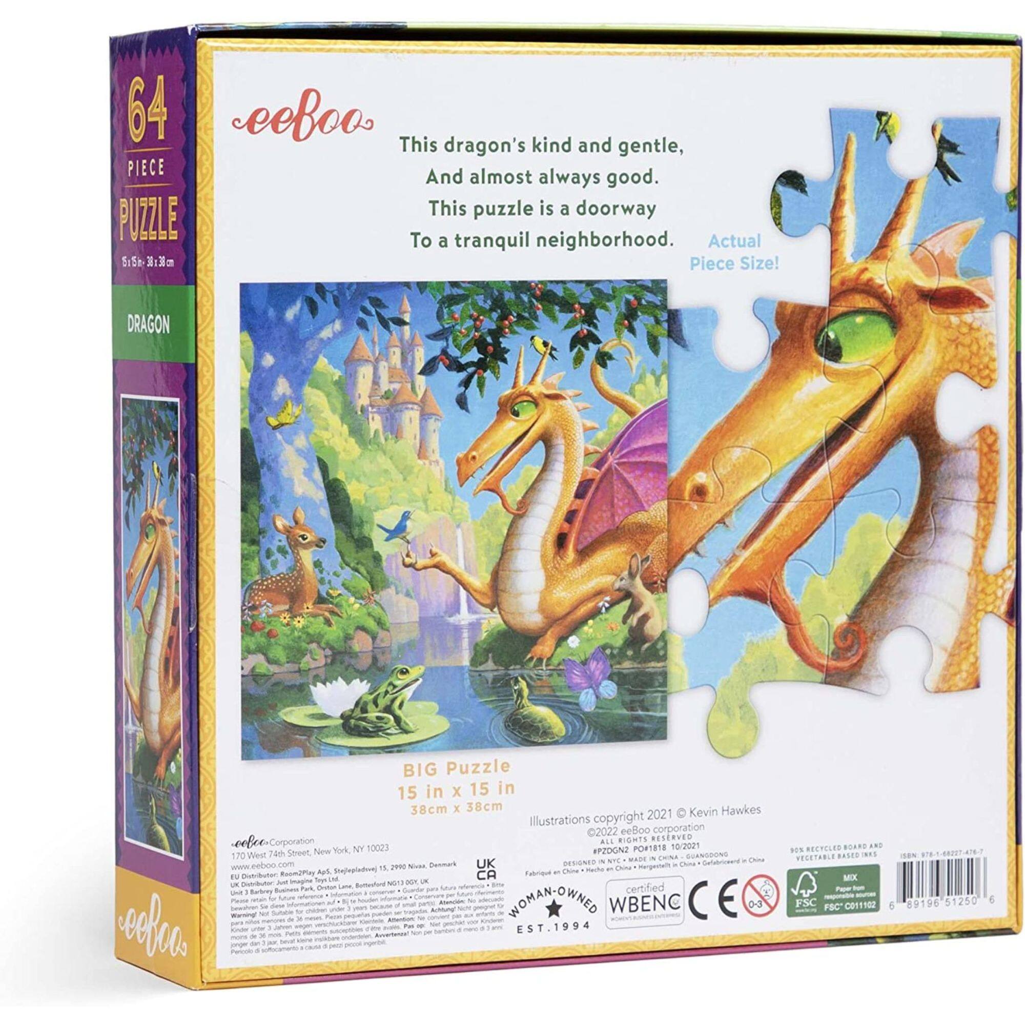 eeBoo Dragon 64 Piece Jigsaw Puzzle